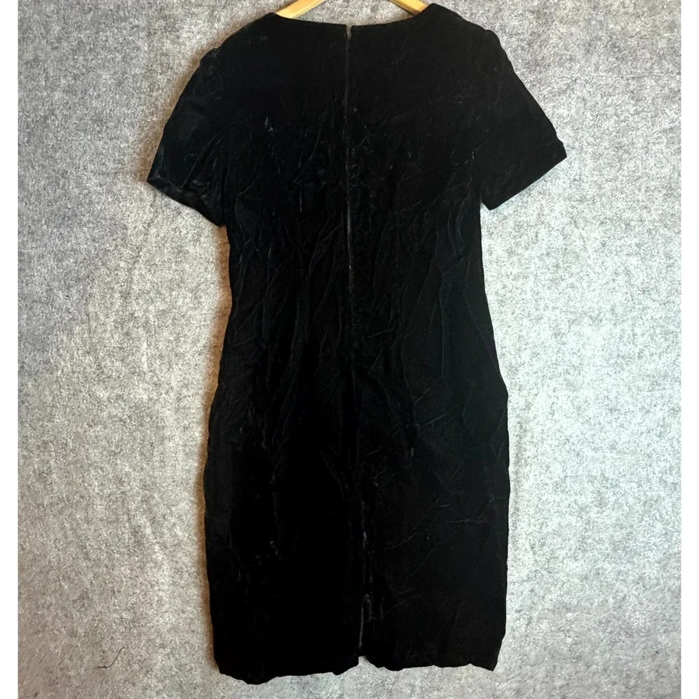 Vintage Womens Dress Large Black Velvet Witchy 90s Noir Gothic Dark‎ Fairy
